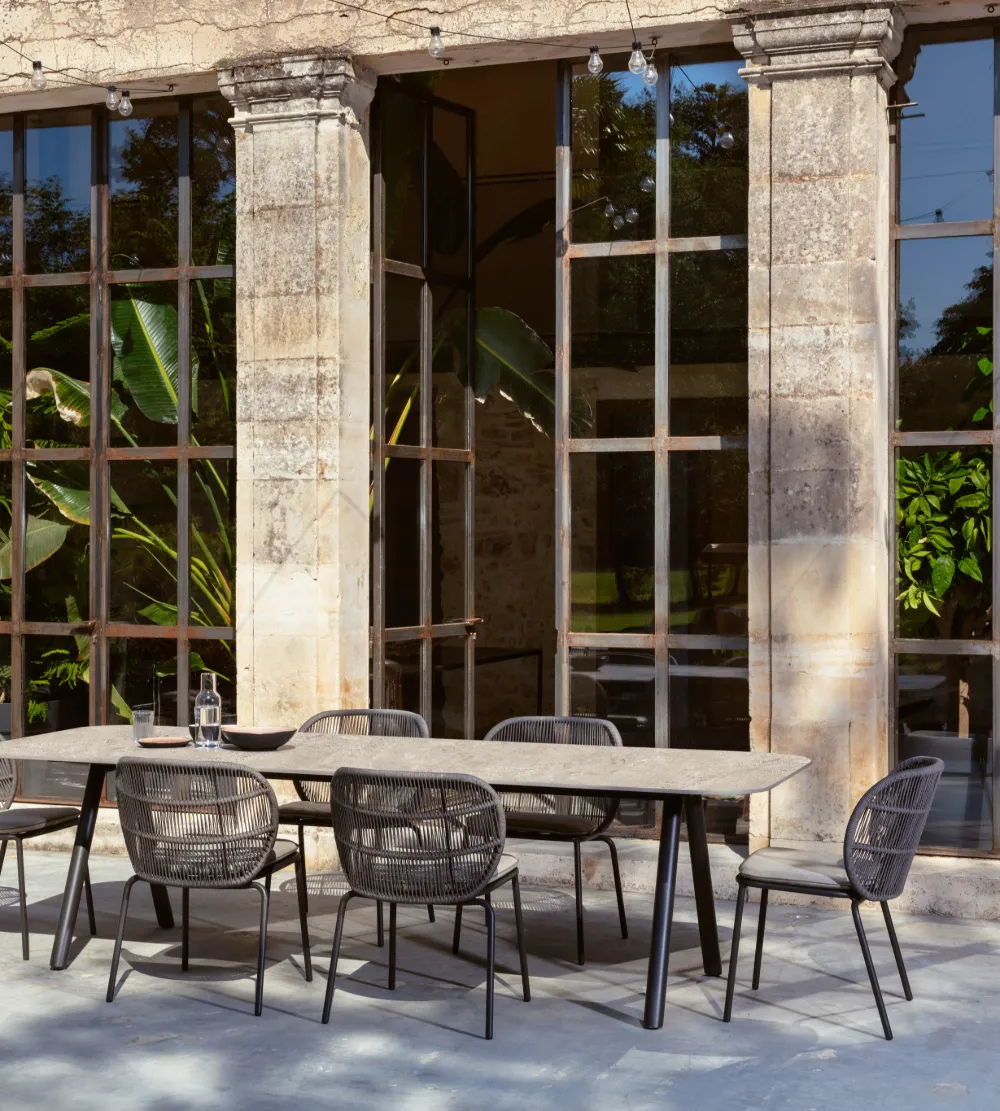 KODO Dining Table, Fossil Grey 280cm w. Sabbia Panna Ceramic + Dining Chair2